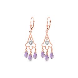 Genuine 4.83 ctw Amethyst & Diamond Earrings 14KT Rose Gold - REF-52Y7F