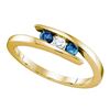 Image 1 : 1/4 CTW Round Blue Color Enhanced Diamond 3-stone Ring 10kt Yellow Gold - REF-16K8R