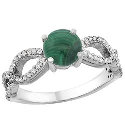 2.43 CTW Malachite & Diamond Ring 14K White Gold - REF-49A5X