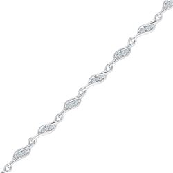 1/4 CTW Round Diamond 3-stone Link Fashion Bracelet 10kt White Gold - REF-33T6K