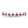 Image 2 : 1/10 CTW Round Ruby Beaded Chevron Stackable Ring 10kt White Gold - REF-9M6A