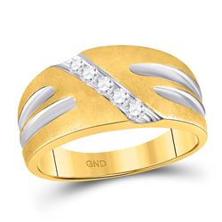 1/4 CTW Mens Round Diamond Ring 10kt Two-tone Gold - REF-27R5H