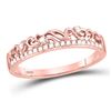 Image 1 : 1/12 CTW Round Diamond Floral Accent Stackable Ring 10kt Rose Gold - REF-11X9T