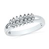 Image 1 : 1/20 CTW Round Diamond Double Row Fashion Ring 10kt White Gold - REF-14K4R