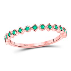 1/5 CTW Round Emerald Square Dot Stackable Ring 10kt Rose Gold - REF-11R9H