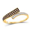 Image 1 : 1/4 CTW Round Brown Diamond Bypass Ring 10kt Yellow Gold - REF-14T4K