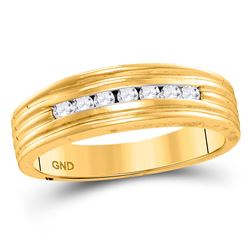 1/4 CTW Mens Round Diamond Wedding Ring 10kt Yellow Gold - REF-27N3Y