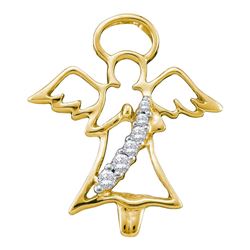 1/20 CTW Round Diamond Praying Guardian Angel Pendant 10kt Yellow Gold - REF-7R5H