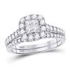 Image 1 : 1 CTW Princess Diamond Bridal Wedding Engagement Ring 14kt White Gold - REF-71W9F