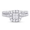 Image 2 : 1 CTW Princess Diamond Bridal Wedding Engagement Ring 14kt White Gold - REF-71W9F