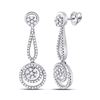 Image 1 : 1 CTW Round Diamond Circle Cluster Dangle Earrings 10kt White Gold - REF-81N5Y