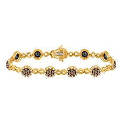 2 & 1/5 CTW Round Brown Diamond Infinity Bracelet 10kt Yellow Gold - REF-137M9A