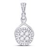 Image 1 : 1/2 CTW Round Diamond Circle Cluster Pendant 10kt White Gold - REF-39K6R