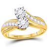 Image 1 : 1/2 CTW Round Diamond 2-stone Bridal Wedding Engagement Ring 14kt Yellow Gold - REF-63M3A
