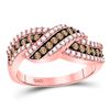 Image 1 : 3/4 CTW Round Brown Diamond Crossover Ring 10kt Rose Gold - REF-35N9Y