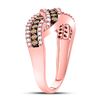 Image 3 : 3/4 CTW Round Brown Diamond Crossover Ring 10kt Rose Gold - REF-35N9Y