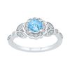 Image 1 : 7/8 CTW Round Lab-Created Blue Topaz Solitaire Flower Ring 10kt White Gold - REF-26K3R