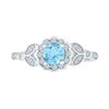 Image 2 : 7/8 CTW Round Lab-Created Blue Topaz Solitaire Flower Ring 10kt White Gold - REF-26K3R