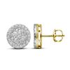 Image 1 : 1 CTW Round Diamond Framed Flower Cluster Screwback Earrings 10kt Yellow Gold - REF-54K3R