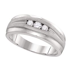 1/4 CTW Mens Round Diamond Wedding Ring 10kt White Gold - REF-30Y3X