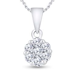 3/4 CTW Round Diamond Flower Cluster Pendant 14kt White Gold - REF-60H3W