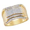 Image 1 : 1/3 CTW Mens Round Diamond Contoured Arch Cluster Ring 10kt Yellow Gold - REF-41K9R