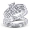Image 3 : 1/3 CTW His & Hers Round Diamond Cluster Matching Bridal Wedding Ring 10kt White Gold - REF-39R6H