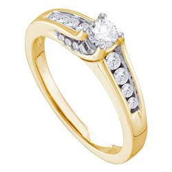 1/2 CTW Round Diamond Solitaire Bridal Wedding Engagement Ring 14kt Yellow Gold - REF-63Y5X