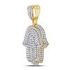 Image 2 : 1 & 1/4 CTW Mens Round Diamond Hamsa Charm Pendant 10kt Yellow Gold - REF-54R3H