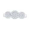 Image 2 : 1/2 CTW Round Diamond Triple Flower Cluster Ring 14kt White Gold - REF-45A3N