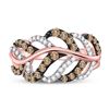 Image 2 : 5/8 CTW Round Brown Diamond Vine Leaf Ring 10kt Rose Gold - REF-35W9F