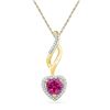 Image 1 : 1 CTW Round Lab-Created Pink Sapphire Solitaire Pendant 10kt Yellow Gold - REF-11K9R