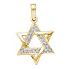 Image 1 : 1/10 CTW Round Diamond Star Magen David Jewish 6-point Pendant 14kt Yellow Gold - REF-16K8R