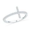 Image 1 : 1/5 CTW Round Diamond Cross Ring 10kt White Gold - REF-13K2R