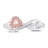 Image 2 : 1/20 CTW Round Diamond Rose-tone Heart Infinity Ring 10kt White Gold - REF-15Y5X