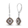 Image 1 : 1/2 CTW Round Brown Diamond Square Dangle Earrings 10kt White Gold - REF-24W3F