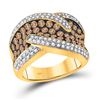 Image 1 : 2 CTW Round Brown Diamond Ring 10kt Yellow Gold - REF-105M5A