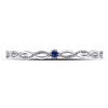 Image 2 : 0.01 CTW Round Blue Sapphire Milgrain Stackable Ring 10kt White Gold - REF-8Y4X