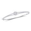 Image 1 : 1 CTW Princess & Round Diamond Bangle Bracelet 14kt White Gold - REF-101M9A