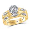 Image 2 : 1/3 CTW His & Hers Round Diamond Cluster Matching Bridal Wedding Ring 10kt Yellow Gold - REF-41F9M