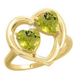 2.60 CTW Lemon Quartz & Diamond Ring 10K Yellow Gold - REF-23Y2V