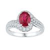 Image 1 : 2 CTW Oval Lab-Created Ruby Solitaire Ring 10kt White Gold - REF-33W6F