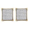 Image 1 : 1/3 CTW Round Diamond Square Cluster Stud Earrings 10kt Yellow Gold - REF-19M8A