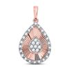 Image 1 : 1/6 CTW Round Diamond Teardrop Pendant 10kt Rose Gold - REF-15W5F