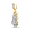 Image 2 : 3/8 CTW Mens Round Diamond Praying Hands Faith Charm Pendant 10kt Yellow Gold - REF-30W3F