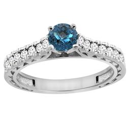 0.86 CTW London Blue Topaz & Diamond Ring 14K White Gold - REF-62F5N