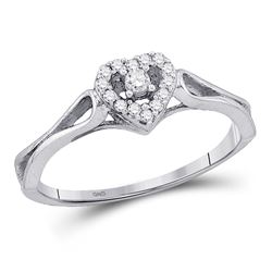 1/8 CTW Round Diamond Heart Promise Bridal Ring 10kt White Gold - REF-13W2F