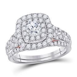 1 & 1/2 CTW Round Diamond Bridal Wedding Engagement Ring 14kt Two-tone Gold - REF-179Y9X