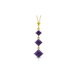 Genuine 2.4 ctw Amethyst Necklace 14KT Yellow Gold - REF-29W7Y