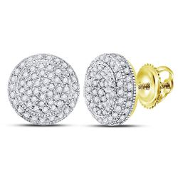 5/8 CTW Mens Round Diamond Circle Cluster Earrings 10kt Yellow Gold - REF-22Y8X